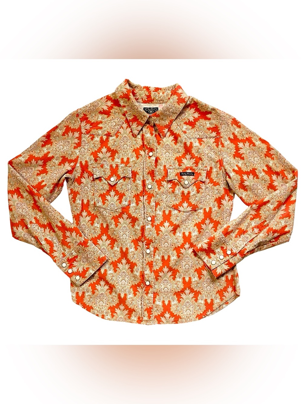 Vintage Lucky Brand Dungarees Western Paisley Snap Button Front Shirt